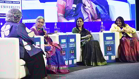 തിങ്ക് എഡ്യൂ കോണ്ക്ലേവില്  കാവേരി ബംസായി, അന്നപൂര്ണി സുബ്രഹ്മണ്യം, പ്രിയ അബ്രഹാം,  ശ്രീമതി കേശന് എന്നിവര്