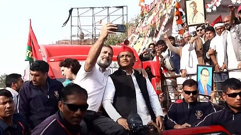 രാഹുല് ഗാന്ധിക്കും പ്രിയങ്ക ഗാന്ധിക്കുമൊപ്പം ന്യായ് യാത്രയില് അഖിലേഷ് യാദവ്