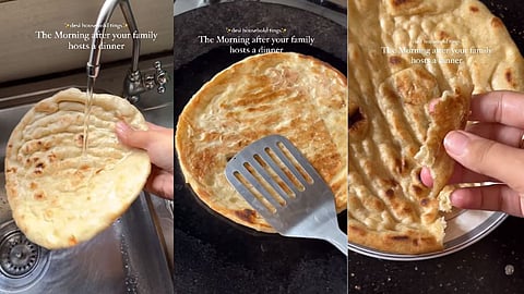 നാന് കഴുകി ചൂടാക്കുന്നു