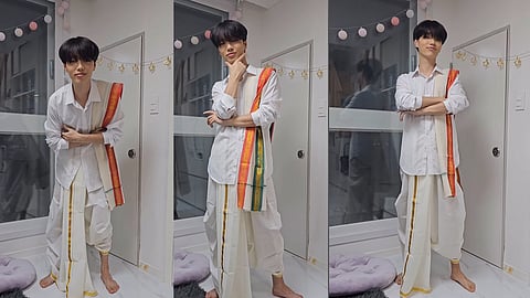 ഇന്ത്യന് ധോത്തിയും കുര്ത്തയുമണിഞ്ഞ് കൊറിയന് യുവാവ്