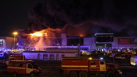 ഭീകരാക്രമണത്തില് കെട്ടിടത്തിന് തീപിടിച്ചപ്പോള്