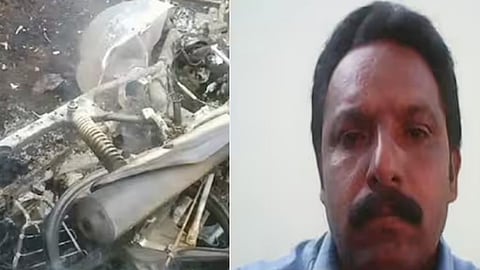 ഓടിക്കൊണ്ടിരുന്ന ബൈക്കിന് തീപിടിച്ച് സ്വകാര്യ ബസ് ജീവനക്കാരന് മരിച്ചു