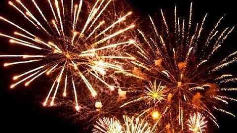 Sample fireworks of Thrissur Pooram