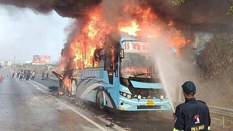 Bus Erupts In Flames On Mumbai-Pune Expressway
