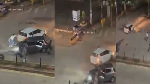 Dramatic Footage Of Group Fight On Road In Karnataka