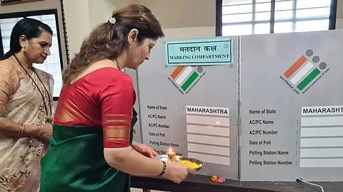 Performing 'Aarti' of EVM Machine