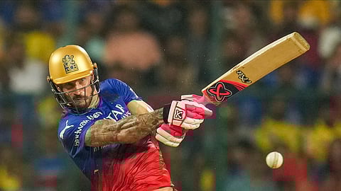 Faf du Plessis plays a shot