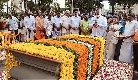 Union Minister Suresh Gopi tributes at K Karunakaran's Smriti Mandapam