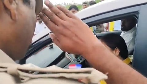 Controversy Erupts As TDP Minister's Wife Scolds Police Officer