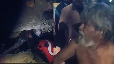 ഓടയില് നിന്ന് ഫയര്ഫോഴ്സ് സംഘം മോഷ്ടാവിനെ പിടികൂടുന്നു, പുറത്തെത്തിച്ച മോഷ്ടാവ് രാജശേഖരന്