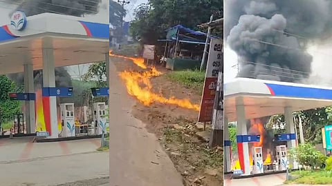 A fire broke out at a ptrol pump at cheruthuruthi