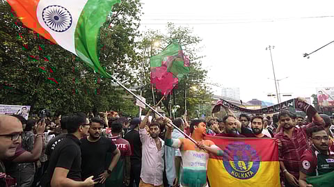 East Bengal, Mohun Bagan fans protest for justice in RG Kar Hospital case