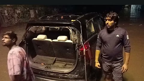SUV Gets Submerged In Faridabad Underpass