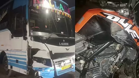 Kallada bus collided with bike; nineteen-year-old died
