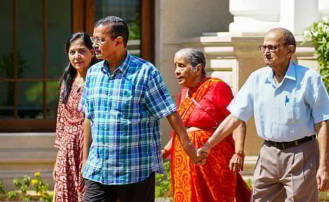 Arvind Kejriwal with his wife and parents leaves CM residence days after resigning from the chief minister's post
