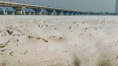 Toxic Foam Floats On Yamuna River