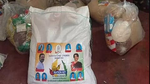Food kits with pictures of Rahul Gandhi and Priyanka Gandhi were seized