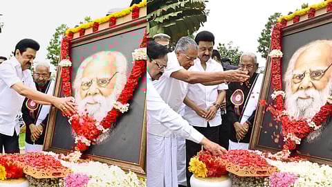 Chief minister MK Stalin Pinarayi Vijayan at Thanthai Periyar Memorial