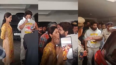 'കിടപ്പുമുറി വരെ വന്നത് ശരിയല്ല'; ആശങ്കയോടെ സ്നേഹ, ചുബനം നൽകി ആശ്വസിപ്പിച്ച് അല്ലു അർജുൻ; നാടകീയ രംഗങ്ങൾ- വിഡിയോ