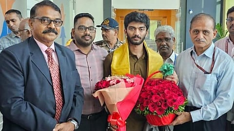 World chess champion D Gukesh arrives at Chennai airport to a rousing welcome