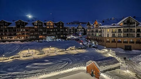 Gudauri is a popular ski resort on the Greater Caucasus Mountain Range in Georgia.