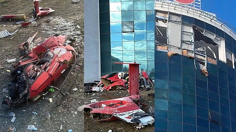 Helicopter crashes into hospital building