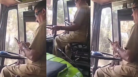 Using mobile phone while driving bus