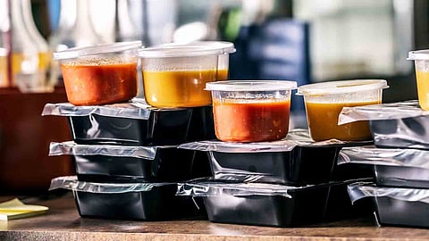 image of food takeway on plastic containers
