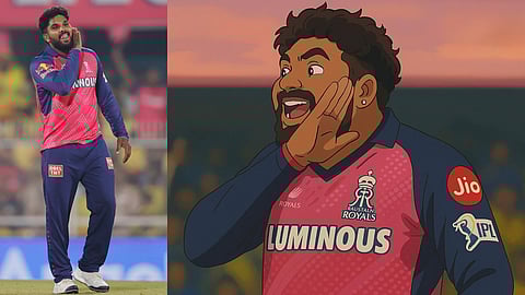Vanindu Hasaranga's pushpa-style wicket celebration, Rajasthan Royals X posted a Ghibli picture of Hasaranga