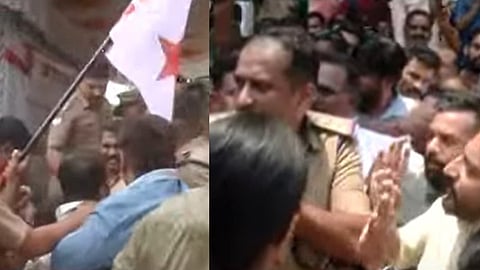 Youth protest over naming Buds School under the Palakkad Municipality after RSS leader Hedgewar.