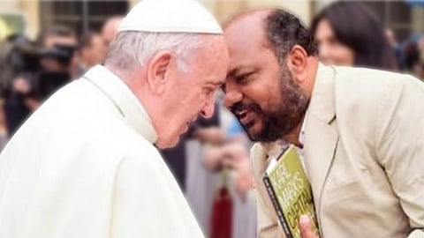 P Rajeev with the Pope