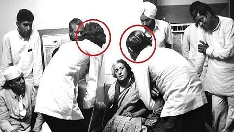 Bholanath Pandey and Devendra Pandey with Indira Gandhi