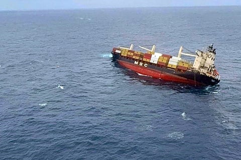 Container vessel MSC Elsa 3 that sank in the Arabian Sea