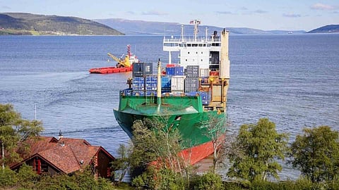Norwegian man describes waking up to cargo ship in his garden