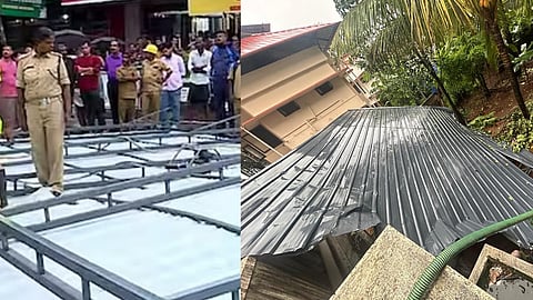 Heavy rain in Thrissur, huge board falls due to strong winds