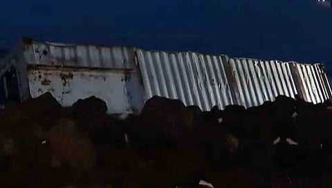 Container from the MSC Elsa 3 washed ashore in Kollam