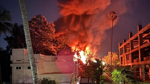 Fire Accident at thiruvananthapuram scooter showroom