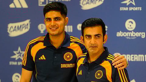 Shubman Gill and head coach Gautam Gambhir poses