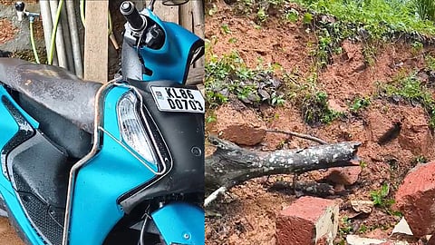 House wall collapses due to heavy rain, scooter rider injured