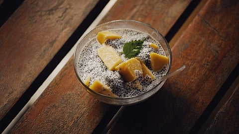 chia seed pudding prepared in a bowl