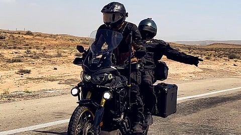 Mafooz and Waseem on a bike ride from the UAE to Kannur