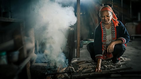 Woman Near Wood Burner