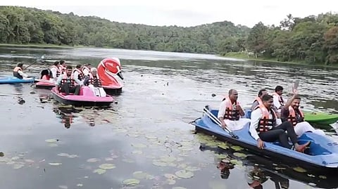 Pedal boating at Poomala Dam