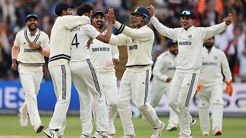 Indian team celebrating a wicket