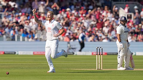 Ben Stokes celebrates the wicket of India's Karun Nair