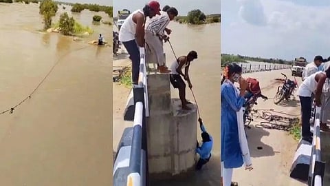 Wife pushes man into River Krishna on pretext of selfie