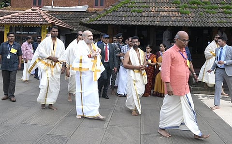 Amit Shah visits Rajarajeshwara temple in thaliparampa