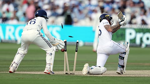 England captain Ben Stokes was clean bowled by Washington Sundar