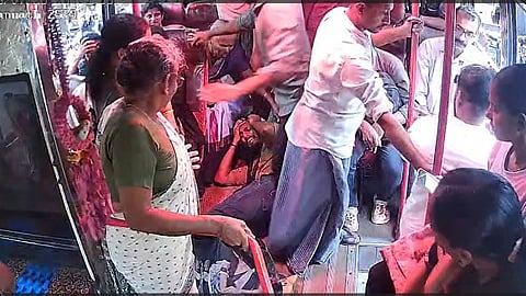 student was not given concession; in kannur husband and friends beat the conductor