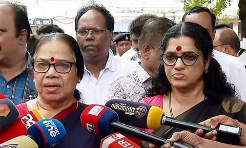PK Srimathi and CS Sujatha meet the media after meeting the nuns